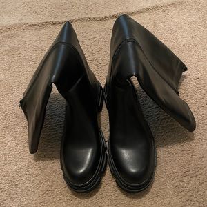 Black chunky tall boots